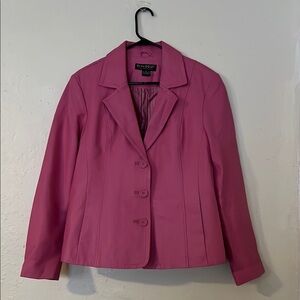 Dialogue Leather Pink Blazer with Tailored Fit